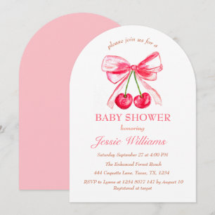 Invitation Elégante coquette Bow rose Vintage Baby shower fil