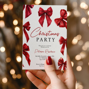 Invitation Élégante coquette rouge annonce Noël