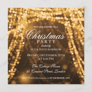 Invitation Élégante cordes de Noël éclaire l'or