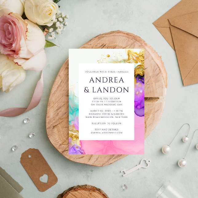 Invitation Elégante couleur d'encre couleur Mariage Abstrait (Créateur téléchargé)