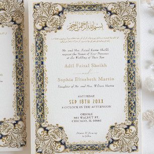 Invitation Elégante couleur islamique Mariage musulman