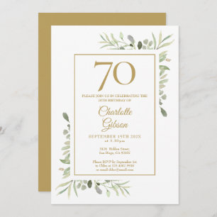 Invitation Elégante couleur or Verdure 70e anniversaire