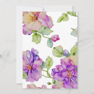 Invitation Elégante couleur rose violet aquarelle florale