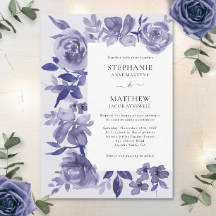 Invitation Elégante couleur violet Mariage floral