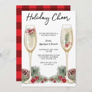 Invitation Elégante coupe de champagne de fête de vacances