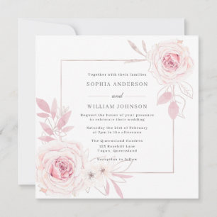 Invitation Élégante couronne florale de Blush avec Mariage de