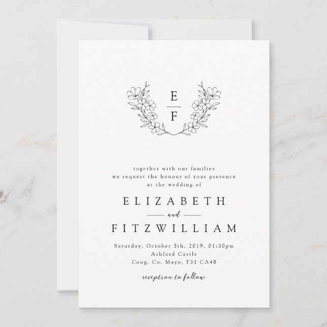 Invitation Élégante couronne simple de cerise (Devant)