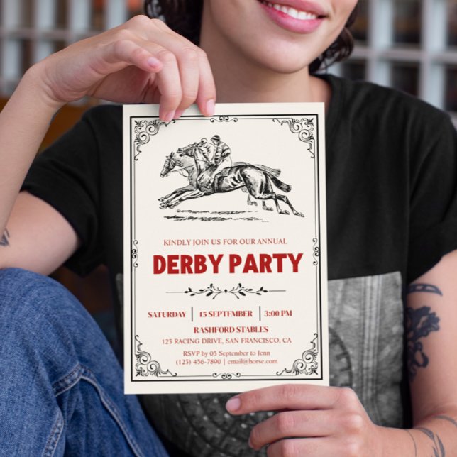 Invitation Élégante course de cheval Derby Party équestre (Elegant Race Horse Derby Party Invitation)