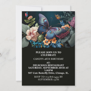 Invitation Elégante création papillon Art Anniversaire
