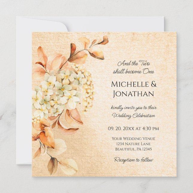 Invitation Elégante Crème Hydrangea Floral Mariage chrétien (Devant)