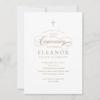Élégante croix d'or Calligraphie Première Comunión