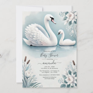 Invitation Élégante Cygne et Baby Shower Cygnette