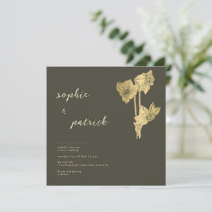 Invitation Élégante Daffodiles d'or Minimaliste Printemps Mar