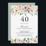 Invitation Elégante Dainty Automne Floral 40e Anniversaire<br><div class="desc">Cette élégante dainty automne floral 40e anniversaire invitation est parfait pour une fête d'anniversaire moderne. Le design présente des roses illustrées de rose,  de blush et de blanc,  des pivoines avec feuillage vert groupé en bouquets,  accentuant les belles couleurs d'automne.</div>