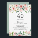 Invitation Elégante Dainty Automne Floral 40e Anniversaire<br><div class="desc">Cette élégante dainty automne floral 40e anniversaire invitation est parfait pour une fête d'anniversaire moderne. Le design présente des roses illustrées de rose,  de blush et de blanc,  des pivoines avec feuillage vert groupé en bouquets,  accentuant les belles couleurs d'automne.</div>