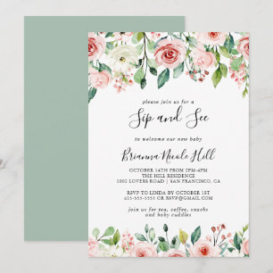 Invitation Elégante Dainty Automne Floral Sip et Voir