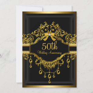 Invitation élégante Damask Gold pour 50e anniversa