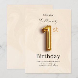 Invitation élégante d'anniversaire 1ère année en O