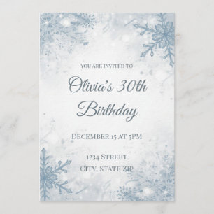 Invitation élégante d'anniversaire 30 ans d'hiver