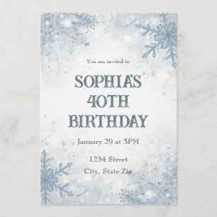 Invitation élégante d'anniversaire 40 ans d'hiver