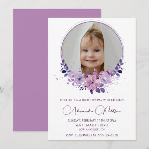 Invitation élégante d'anniversaire 7 ans Photo Flo
