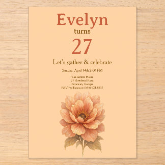 Invitation élégante d'anniversaire aux fleurs de p