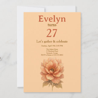 Invitation élégante d'anniversaire aux fleurs de p