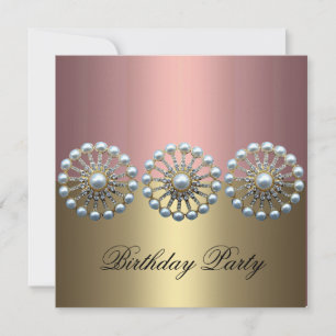 Invitation élégante d'anniversaire avec perles ros