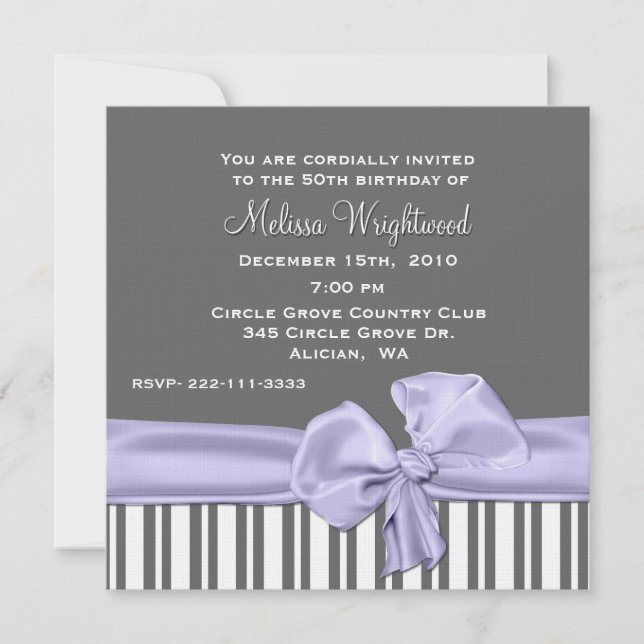 Invitation élégante d'anniversaire de gris et de (Devant)