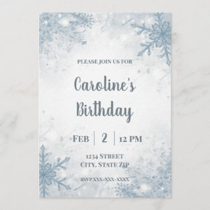 Invitation élégante d'anniversaire d'hiver – Floco
