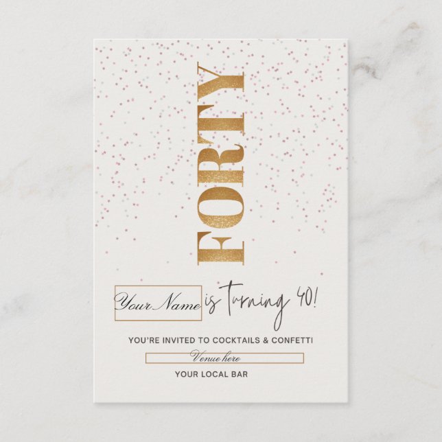 Invitation élégante d'anniversaire « Quarante » en (Devant)