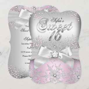 Invitation élégante d'argent arc rose pour un Swee