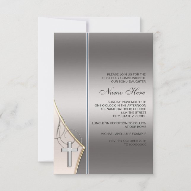 Invitation élégante d'argent et d'or pour la premi (Devant)