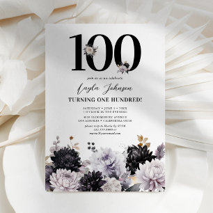 Invitation élégante de 100e anniversaire aux fleur