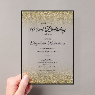 Invitation élégante de 102e anniversaire avec pail
