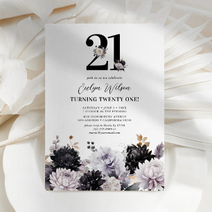 Invitation élégante de 21e anniversaire aux fleurs