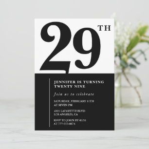 Invitation élégante de 29e anniversaire pour fille