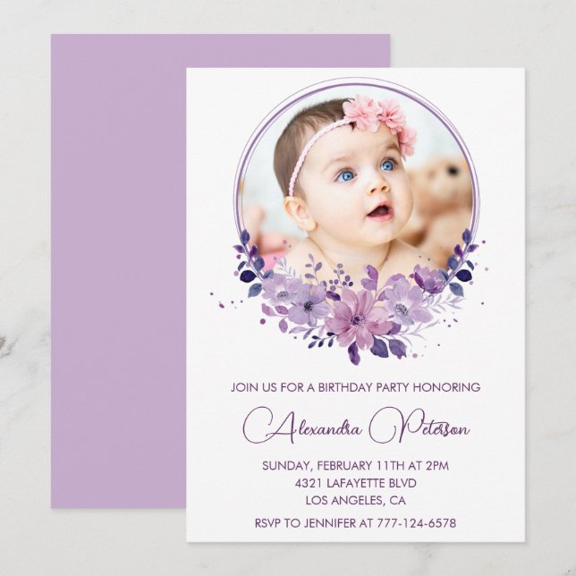 Invitation élégante de 2e anniversaire Photo Éléga (Devant / Derrière)