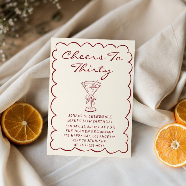 Invitation élégante de 30 ans avec martini « À tre (Créateur téléchargé)