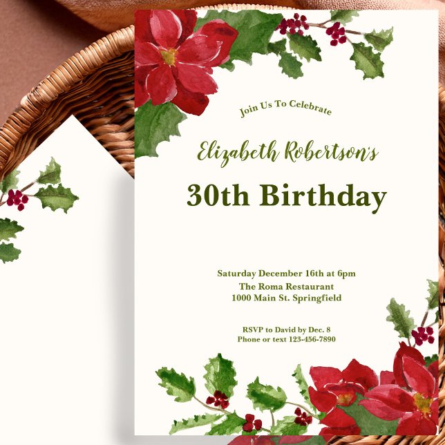 Invitation élégante de 30e anniversaire à la flore (Créateur téléchargé)