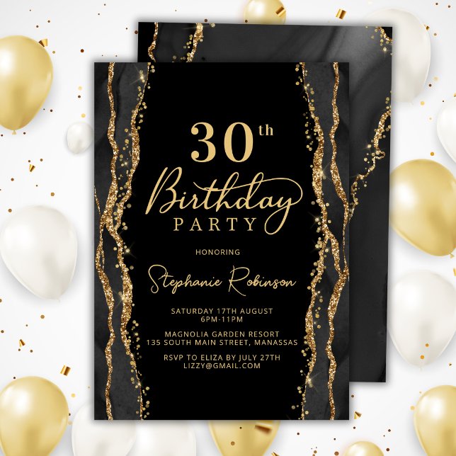 Invitation élégante de 30e anniversaire en agate n (Créateur téléchargé)