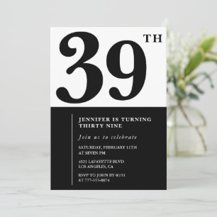 Invitation élégante de 39e anniversaire pour fille