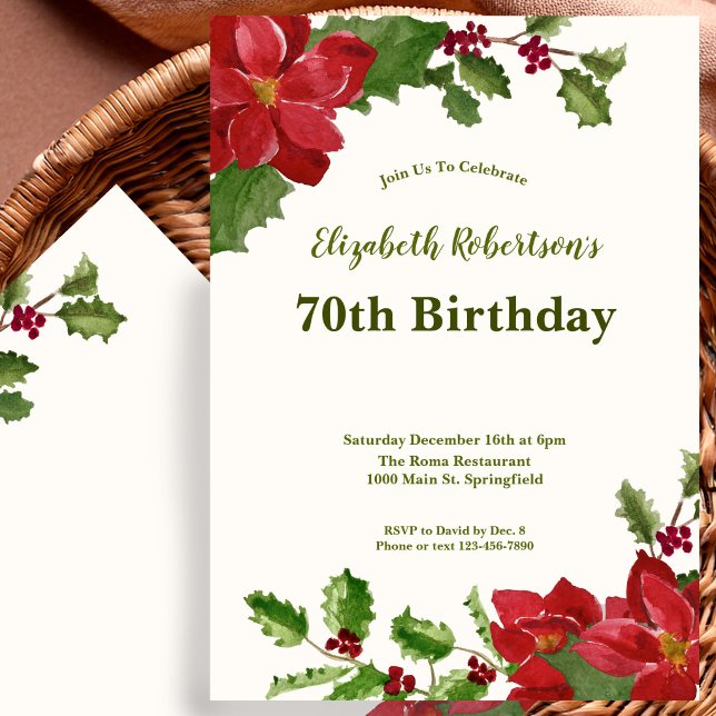 Invitation élégante de 70e anniversaire à la flore (Créateur téléchargé)