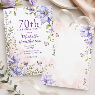 Invitation élégante de 70e anniversaire aux fleurs