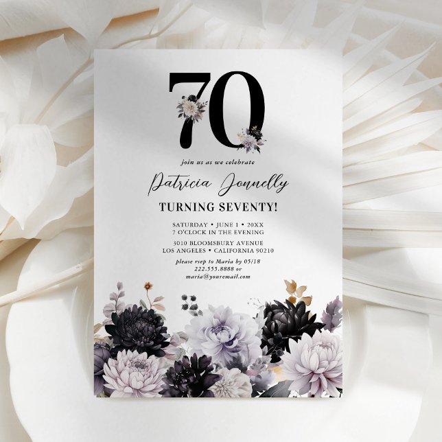 Invitation élégante de 70e anniversaire aux fleurs (Créateur téléchargé)