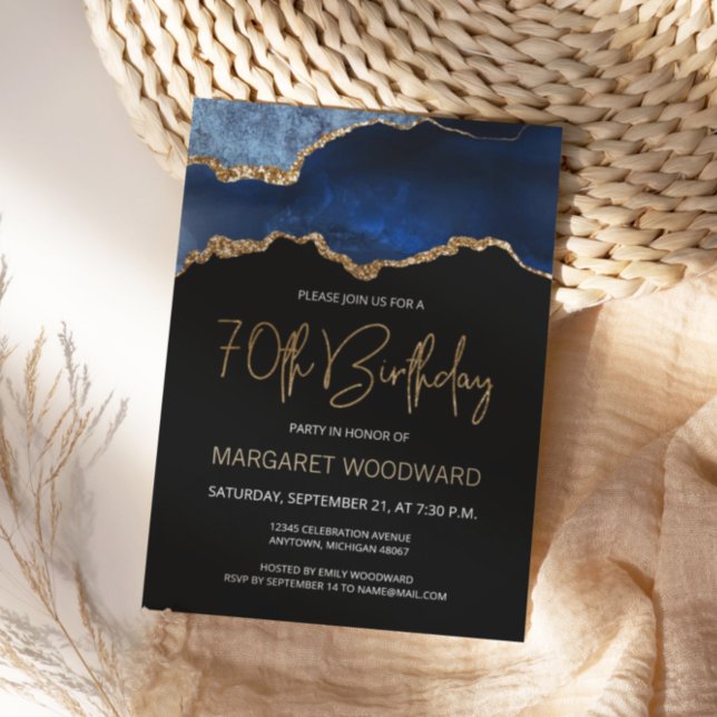 Invitation élégante de 70e anniversaire en agate b (Créateur téléchargé)
