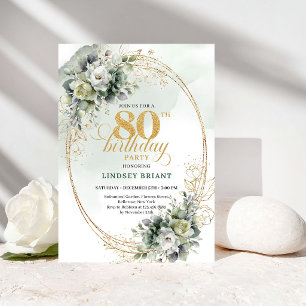 Invitation élégante de 80e anniversaire à la botan
