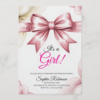 Invitation élégante de baby shower aquarelle flora