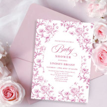 Invitation élégante de Baby Shower aux fleurs rose