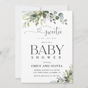 Invitation élégante de baby shower botanique